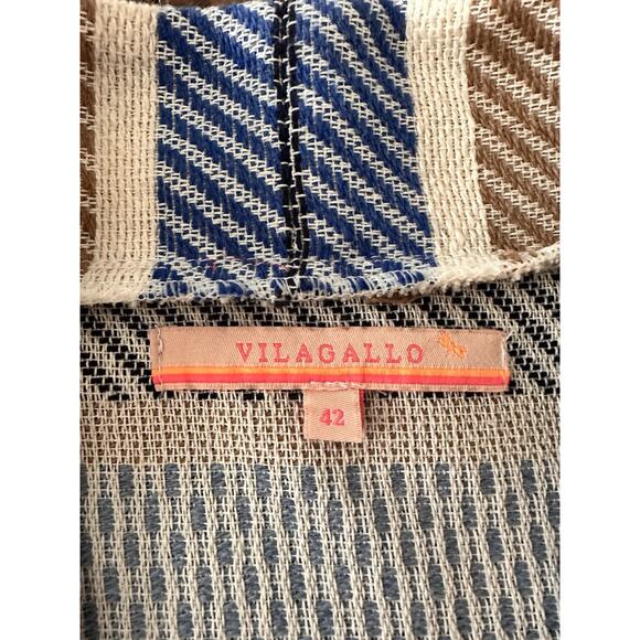 Vilagallo Open Front Cardigan Sweater Size Large (44) Stripped Knit Coverup - Picture 2 of 16
